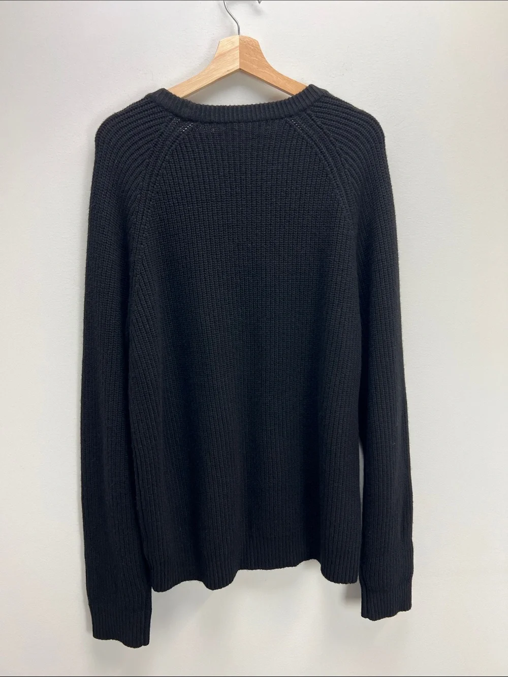 Michael Kors Wool Cashmere Ribbed Shaker Sweater Black Mens XL Fisherman Chunky